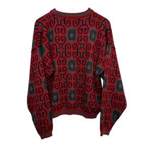 Vintage 80s Saturdays Generation Sweater Crewneck Pullover Red Green Medium